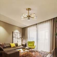 4/5-Light Modern Luxury Crystal Cube Flush Mount Ceiling Light For Bedroom, Kitchen, Living Room, Study, Bar, Closet, Foyer, Hallway, No Switch And Remote Control