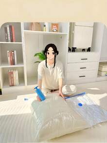 15/10/8/5/1pc Vacuum Compression Bag, Vacuum Storage Bag, Clothing Organizer Bag, Travel Luggage Compression Bag, Travel Storage Bag, Clothing Storage Bag, Reusable Vacuum Bag, Save Up To 80% Space, Suitable For Jackets, Shirts, Quilts, Pants, Home, Dormitory, Wardrobe, Bedroom, Bathroom, Travel, Back To School Bedroom, Storage Bag, Home Storage, Women's White T-Shirts, Women's Black Pants, Women's Winter Clothes, Dresses, Back To School