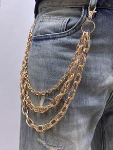 1pc Minimalist Multi-Layer Chain Belt, Gold Color Waist Accessory, Suitable For Men And Women, Daily, Party, And Date Wear, Gift Jewelry - Multicolor - View 2