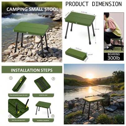 - Taburete plegable porttil de 10 pulgadas para camping, jardinera, barbacoa y actividades al aire ltima intervensin verde