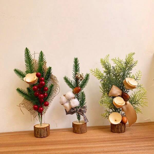 Set Of 3 Unique Mini Artificial Christmas Trees, Small Potted Desktop Decorations For Christmas, Home, Office, Party, Halloween Decorations (3 Styles)