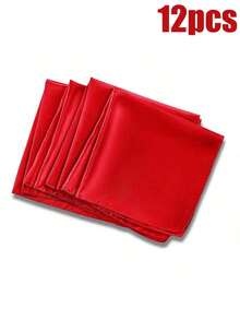 12pcs Red Satin Napkins, 43 X 43 Cm Square Smooth Satin Cloth Napkins For Wedding Dinner, Suitable For Party, Restaurant Decor, Thanksgiving, Christmas - Multicolor - View 15