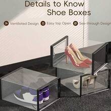 Shoe Storage Box, 6/12 Pack Clear Plastic Stackable Storage Boxes, Space Saving Multifunctional Sneaker Rack Container Box Rack, Foldable Shoe Storage Box, Ideal Halloween/Christmas Gift - 彩色 - 查看 7