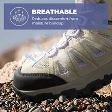 Women Hiking Boots Waterproof Suede Ankle Boots Lace-Up Slip-Resistant Outdoor Trekking Camping Trail Hiking Boot Shoes - 杏色 - 查看 4