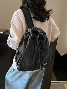 A Niche, Multi-Functional, Casual Tote Bag, Solid Color, Minimalist Style, Large Capacity, Portable Women's Bag, Minimalist Multi-Functional Bag Suitable For Daily Commute, Travel, Shopping And School - Black - View 4