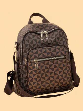 The All-Season Premium-Style Men's And Women's Light Luxury Vintage Print Backpack With Dual Shoulder Straps Is Suitable For Daily Commuting.