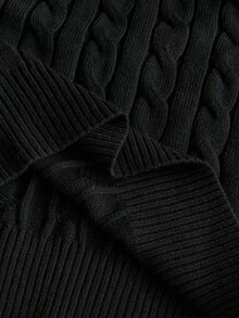 男士针织休闲宽松长袖毛衣，时尚年轻，适合日常穿着 - 黑色 - 查看 5