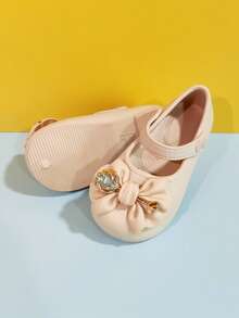 1 par de bailarinas casuales de unicolor para niñas con decoración de mariposa, cómodas, antideslizantes y ligeras, adecuadas para uso en exteriores, otoño/invierno