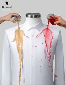 Men's Dress Shirt - Triple Waterproof, Greaseproof And Stain-Resistant Protection - Made From Premium Fabric 38% Bamboo Fiber, 58% Polyamide, 4% Elastane. Soft And Breathable. Perfect For The Modern Man. Versatile For Everyday Life. - 卡其 - 查看 2