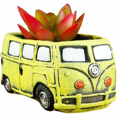 Cute Succulent Plants Planters, Small Planters With Drainage Hole, Flower Pots For Home Indoor Outdoor Garden Dration (Yellow Bus),24624085
