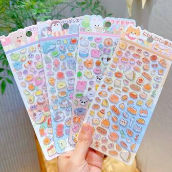 Cute Animal & Candy Themed 3D Crystal Stickers, Suitable For Children's Album, Phone Decoration