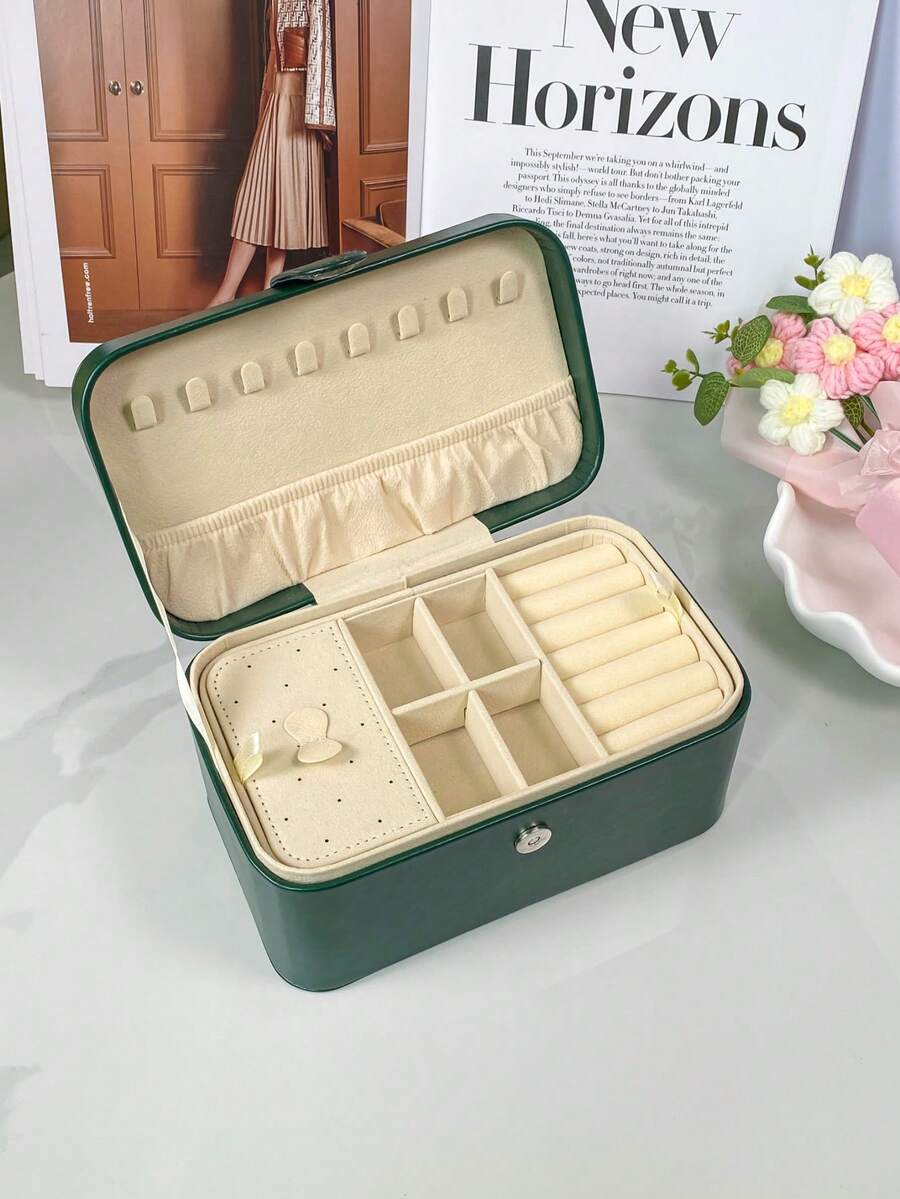 3-stöckiger Schmuckorganizer für Frauen und Mädchen, tragbarer Schmuckhalter mit herausnehmbaren Gittern, Aufbewahrungsbox für Ohrringe, Ringe, Halsketten, Armbänder, Sonnenbrillen