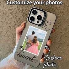 Étui de téléphone personnalisable noir mat avec photo, nom, texte, forme de cœur, compatible avec Apple 17/16/15/14/13/12/11/Pro MAX/Pro/Plus, OPPO et autres modèles. Étui de téléphone personnalisé avec photos d'anniversaire, de couple, de famille, d'animal de compagnie. Convient comme cadeau de Noël, Halloween, Saint-Valentin, Fête des Mères, Fête des Pères - Noir - Voir 1