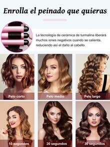 ORIENTEMEX Waflera Para Cabello Tenazas Rizadoras Enchinadora,adecuado para mujeres con cabello rizado natural grande y ondulado, un gran regalo de cumpleaños, regalo de Navidad - Rosa - Ver 8