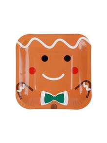 Juego de vajilla desechable con platos cuadrados de papel con tema de expresión de hombre viejo de dibujos animados de Navidad para decoración de fiestas y reuniones