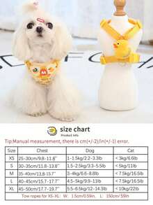 PETSIN Bộ dây nịt và dây xích cho chó hình con vịt hoạt hình có thể điều chỉnh, dây đeo cổ cho chó con, dây nịt cho mèo cưng, phụ kiện đi bộ cho chó Bulldog Pháp - Xem 4