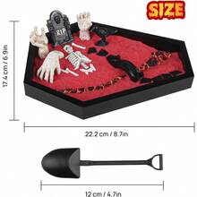 Coffin Zen Garden For Desk 7" X 9" Mini Zen Garden Kit Goth Accessories For Office Halloween Coffin Spooky Decor Sand Tray Spooky Gifts Gothic Decor Gifts For Man Women - SpookyRip - Xem 3