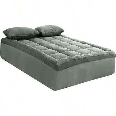 Royal Comfort Mattress Topper Underlay 800GSM Charcoal Bamboo Blend 45cm Skirt Soft Durable Luxury Comfort Single Charcoal