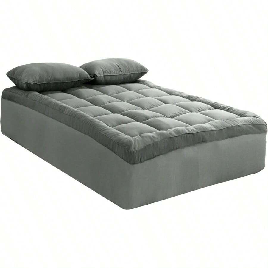 Royal Comfort Mattress Topper Underlay 800GSM Charcoal Bamboo Blend 45cm Skirt Soft Durable Luxury Comfort Single Charcoal