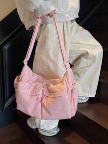 新款时尚经典学院风休闲大容量多口袋单肩包，特别保暖。尤其适合校园、办公室、日常搭配、约会、购物、郊游、送礼等场合。 - 粉色 - 查看 5