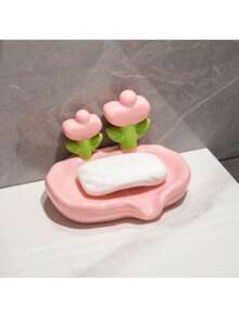 1pc Floral Self-Draining Soap Dish - Durable, Hygienic Bathroom Accessory For Home Decor - Multicolor - View 9