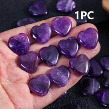 1/8/10/15/20/50/100顆隨機心形水晶石，療癒水晶手持天然拋光心形寶石，多色拋光心形寶石包括粉晶、紫水晶、雪花石英等心形水晶套組，適用於靈氣療法、脈輪冥想和能量平衡；也可作為花瓶、多肉植物盆栽、水族箱裝飾，大宗批發，靈氣能量平衡與冥想禮物 - 紫色 - 查看 7