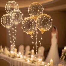10 Pack LED Glowing Floating Ball Balloons With Warm White & Multicolor, Self-Lit Party Decorations For Weddings, Birthdays, Valentine's Day, Christmas, New Year's Eve - - (Batteries Not Included) - Indoor/ Use, Easy Setup, Magical Floating For Home & Events, Includes LED Strips & Floating Orbs, Perfect For Banquets & Family Celebrations, Balloons For Birthday Party, Birthday Party Decorations, Halloween Balloons, Balloon Letter Box, Happy Birthday Balloons, - 黃色 - 查看 2