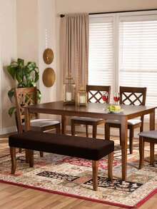 1件/2件套深灰色抽象网格长凳套，提花弹力面料，现代简约，加厚加长，耐磨防刮，家用及办公长凳/钢琴凳套 - 咖啡棕 - 查看 5