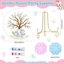 Gender Reveal Fingerprint Tree Guest Book, Gender Reveal Game, Boy Or Girl Gender Reveal Decorative Gift, Baby Shower Supplies (Elephant) - Multicolor 2 - View 4