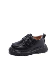 1 Pair Black Fashionable Cute Pearl Design Soft Bottom Non-Slip Flat Baby Toddler Shoes, Suitable For Spring, Summer, Autumn And Winter