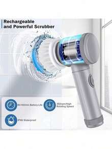 1 Bathroom Kitchen Multifunctional Cleaning Brush Set, 6 Detachable And Replaceable Brush Heads, Used For Cleaning Tiles, Floors, And Bathtubs - Household Cleaning Tool - Multicolor - View 3