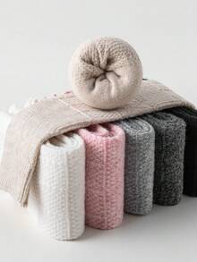 1/3 Pares de Meias Femininas Acima do Joelho, Meias Longas Brancas Grossas e Quentes em Mistura de Lã para Outono/Inverno, Adequadas para Uso Diário com Saias JK, Um Par de Meias Surpreendente e Confortável - Multicolorido - Ver 8