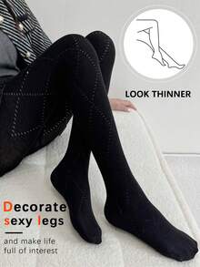 1 Pair Of Sexy Grey Ladies Pantyhose, Elastic Slim Bottoming Tights, High Waist And Abdomen, Cozy - Multicolor - View 16