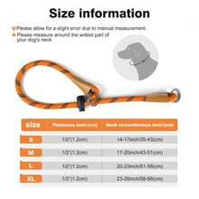 1PC Reflective Rope Training Dog Collar, Nylon Braided No Pull Quick Release Round Rope Collar With Adjustable Stopper For Medium And Large Dogs - Orange - View 3
