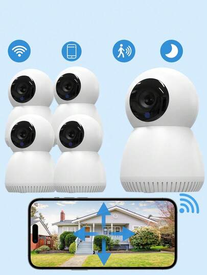 1pc/ WiFi Security Camera 355 Degree Intercom Night Vision, Remote Control Home Indoor Outdoor APP To View Anytime Anywhere, Cameras