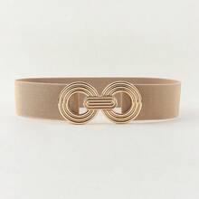 1 件女士对称扣弹性休闲弹力腰带，适合夏季、秋季、万圣节等场合穿着 - 卡其色 - 查看 11