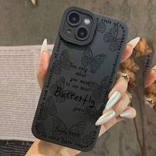 3pcs funda para iPhone con patrón de mariposa negra y exquisita protección para la pantalla contra caídas - Multicolor - Ver 5