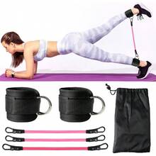 Ligas de Resistencia para Ejercicio, Equipo de Entrenamiento de Cadera con proteccin de Tobillo, Bandas elsticas de Resistencia apilables de 60 LB, Equipo de Ejercicio de Cadera y Pierna. - rosa - Ver 2
