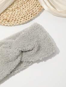 1 faixa de cabeça protetora de orelhas de pelúcia com design cruzado largo, estilo vintage, quente e à prova de vento para mulheres, acessórios de cabelo para outono/inverno - Multicolorido - Ver 4