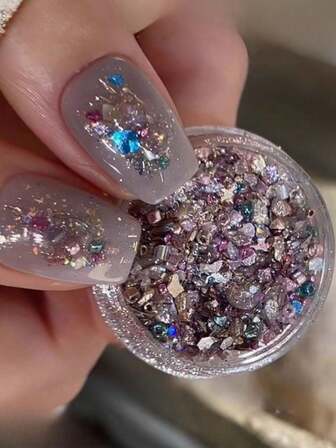 1pc Autumn/Winter Nail Art Decoration Materials, Minimalist High-End Self-Adjusting Mermaid Opal Mixed Rhinestone Nail Jewelry, Nail Art Supplies, Y2K, Nail Decoration Components For DIY Design, Nail Accessories