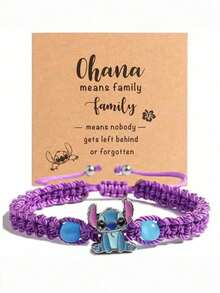 1pc Blue Knitted Bracelet, Cartoon Handmade Woven Wristband, Suitable For Daily Wear Or Event Gift