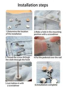 1pc Women's Silver Denim Changed To Small Waist, Tightened With Safety Pins And Buckles To Secure Clothes, Skirts, And Anti Glare Accessories