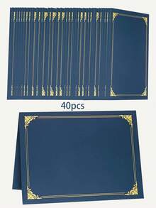 1 件/6 件/10 件/20 件/40 件证书文件夹，海军蓝证书封面，证书文件夹，带金箔边框的证书文件夹，信纸尺寸 21.59 厘米 X 27.94 厘米，证书，证书，文件，奖品盒 - 彩色 - 查看 10
