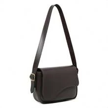 Stylish Women's Baguette Shoulder Bag With Front Detail - 鏽棕色 - 查看 4