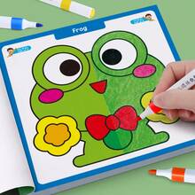 1pc Children's Funny Half-Painted 32-Page Book With Frog, Tiger, Elephant, Fox, Panda And More Patterns, Christmas Gift, Back To School Season Gift, Develops Imagination By Only Painting Half - Multicolor - View 7