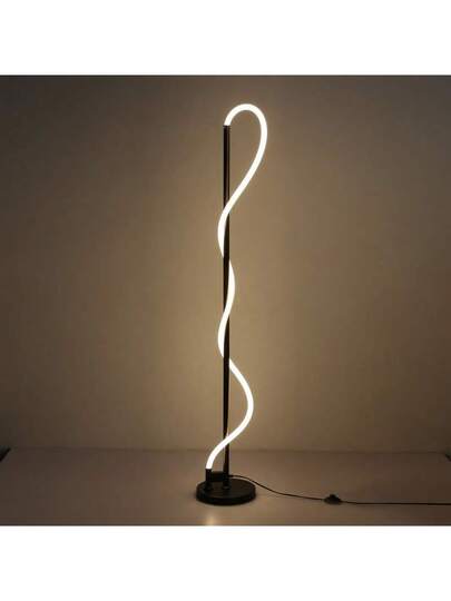 Alpinaluz 35W 2700K LED Vloer Lamp, Wavy Neon, Dimmable, 360°, Brass Zwart Metal, Ideal Living Room Bedroom view 4