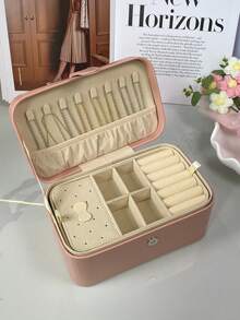 3-stöckiger Schmuckorganizer für Frauen und Mädchen, tragbarer Schmuckhalter mit herausnehmbaren Gittern, Aufbewahrungsbox für Ohrringe, Ringe, Halsketten, Armbänder, Sonnenbrillen