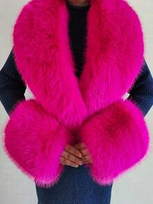 1. Faux Fur Collar & Cuff Set, Warm Faux Fur Scarf, Fluffy Oversized Furry Shawl Wrap For Women In Winter, Suitable For Dresses, Christmas Decoration - Multicolor - View 73