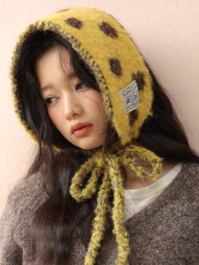 1ชิ้น ที่ปิดหูถักขนสัตว์สำหรับผู้หญิง ผ้าคาดผมอเนกประสงค์ หมวกผ้าพันคอสำหรับฤดูใบไม้ร่วง/ฤดูหนาว นักเรียน ของขวัญคริสต์มาส ผ้าพันคอขนาดเล็ก