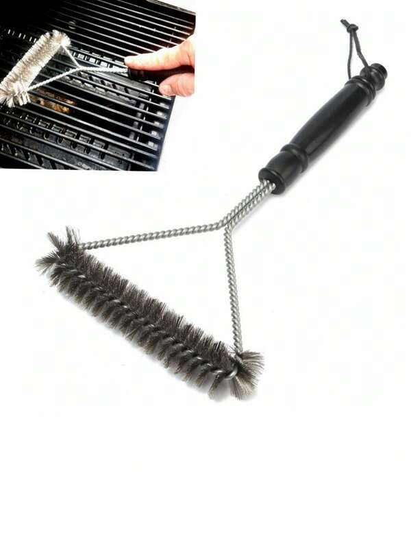 1 pieza Cepillo de alambre de acero inoxidable para barbacoa, cepillo de limpieza para parrilla de barbacoa, cepillo rizado de mango largo en forma de Y, cepillos de limpieza antiadherentes, accesorios para barbacoa, cepillo de malla triangular para restaurante
